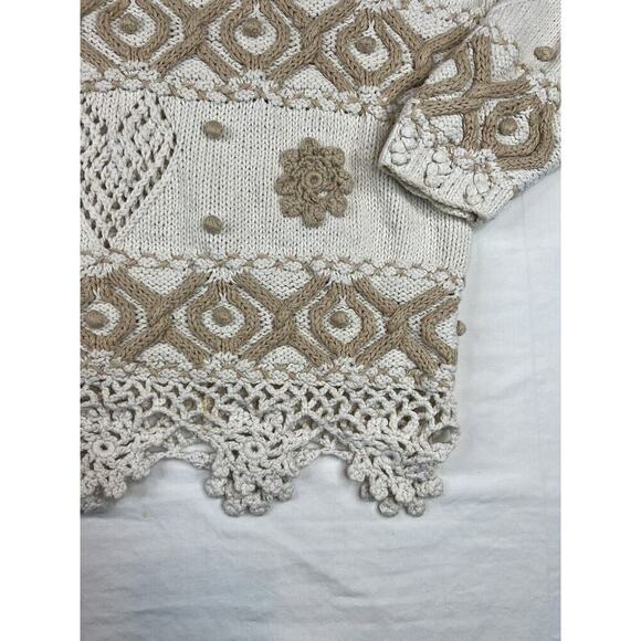 Vintage Express Tricot Sweater Womens Large Ivory Cream Long Sleeve Handknitted - Picture 3 of 16